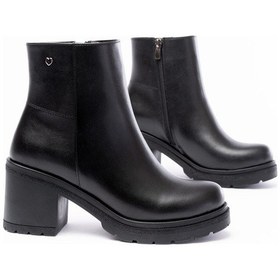 Resim 767-3020 Siyah Fermuarlı Kalın Topuklu Günlük Kadın Bot Beyaz 