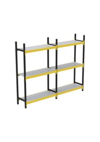 Resim 3 Katlı Duble Midi Rack - Ekonomik Depo,arşiv, Kiler Rafı Siyah-turuncu-35x90 Cm-100 Cm Çok Renkli 