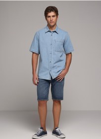 Resim Colin's Regular Fit Orta Bel Düz Erkek Mid İndigo Denim Jean Şort 
