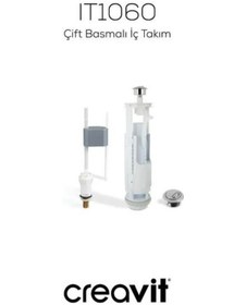 Resim Creavit Mare Duvara Sıfır Kanalsız Klozet + Rezervuar + Duroplast Kapak + Çift Basmalı İç Takım Set 
