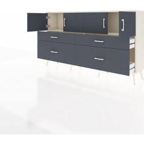 Resim Arges Konsol 2 Raflı 4 Çekmeceli 4 Kapaklı 176x30x99 Aytaşı-antra Aytaşı-antrasit 