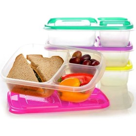 Resim Karokstore 3 Bölmeli Kapaklı Sefer Tası Pratik Gıda Saklama Erzak Kabı - Kahvaltılık 
