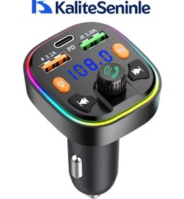 Resim KALİTESENİNLE Bluetooth Araç Kiti Araç Fm Transmitter USB Type-C MP3 SD Kart Flash Için Uygun PD Çakmaklık Girişli 