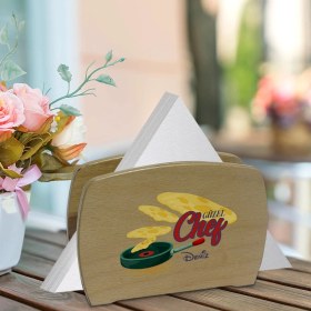 Resim BK Kişiye Özel Güzel Chef Tasarımlı Lüks Ahşap Peçetelik-2 
