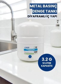 Resim 3.2 Galon (12 Litre) Metal Basınç Denge Tankı – Tüm Su Arıtma Cihazlarıyla Uyumlu (Üreticiden) 