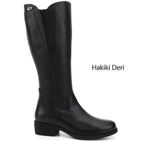 Resim Gönderi(R) Gönderi R Kadın Siyah Fermuarlı Kalın Topuklu Hakiki Deri Çizme Dkzc61346536 Siyah 