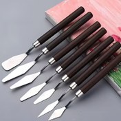 Resim 7 adet Ahşap Yuvarlak Başlı Yağlı Boya Kazıyıcı Yağlı Boya Çubuğu Boya Bıçağı için - Yuvarlak Uçlu Özel Palet Bıçağı, Dayanıklı ve Temizlemesi Kolay, Yağlı Boya Araçlarının Pürüzsüz Uygulaması İçin İdeal 