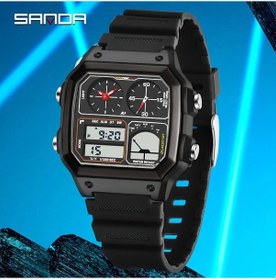 Resim Oldfriend Siyah Beyaz Sanda Erkek Spor Saati 50m Su Geçirmez Kronograf Alarmlı Diğer 