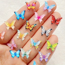 Resim 18/28/38/48 adet Glitter Reçine Mini Renkli Kelebek Tırnak Süsleri Seti - DIY Tırnak Sanatı, Takı El Sanatları, Düğün Süsleri, Böcek Temalı Scrapbooking Süsleri için Uygun 