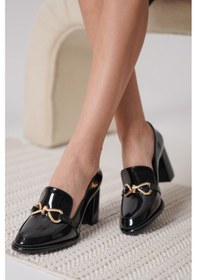 Resim Etiler Collection Melly Siyah Rugan Kadın Topuklu Ayakkabı Siyah Rugan 