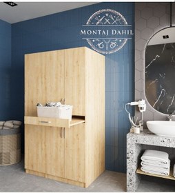 Resim Tina Çamaşır Ve Kurutma Makinesi Dolabı Banyo Dolabı Meşe Meşe 