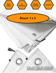 Resim NetBazaars BEYAZ RENK EBATLI BRANDA, 3X5 ÇADIR 140 GR/M2 SU GEÇİRMEZ KAMYON SAMAN İNŞAAT GÖLGELEME ÇADIRI 