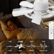 Resim 40W 18,11/20,47" Orta Çekmece Fan Işık Akıllı Tavan Fanları Işıklar ve Uzaktan Kumanda ile, Ayarlanabilir LED Tavan Fanı, Oda, Yatak Odası, Oturma Odası, Garaj, Mutfak için Sessiz Tavan Fanı Işıklı Fan Feneri Fenerin İçine Takılabilir 