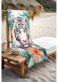 Resim Dijital Baskı Plaj Deniz Havlusu Kaplan Desenli Peştamal Hvl0130 Renkli 