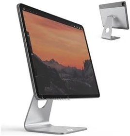 Resim m.tk moveteck iPad Pro 12.9 inç ile Uyumlu Manyetik MagSafe Metalik Stand, 360 Derece Dönen, Gümüş 