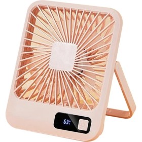 Resim Masaüstü Küçük Fan Çok Kuvvetli Ofis Ince ve Şarj Modeli Katlanabilir Fırçasız Taşınabilir Pembe (Yurt Dışından) 