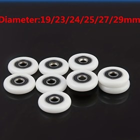 Resim 8 adet / lot Kayar Duş Kapısı Makaraları, Plastik ve Naylon Tekerlekler, 5mm Rulman Deliği, Banyo Kapıları için Üst ve Alt Koşucular, Banyo Aksesuarları 