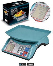 Resim Assur Asr8076 Akülü Dijital Mutfak Terazisi 2 Gr 40 Kg Şarjlı Hassas Ölçüm Tartı Hassas Terazi Mavi 