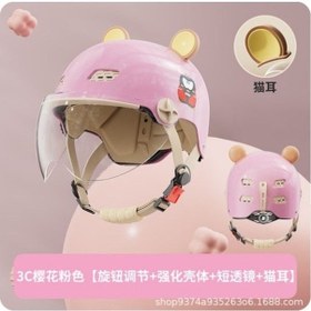 Resim Moveevo Kız Çocuk Bisiklet Kaskı, Elektrikli Araçlar İçin Güvenlik Kaskı, Sakura Pembe, Ayı Kulaklı Ve Kısa Lensli Açık Pembe 