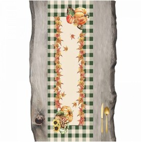 Resim Yeşil Krem Ekose Desenli Balkabağı Ranır - Runner 