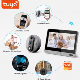 Resim YECO PD-20 Akıllı Görüntülü Kapı Dürbünü, 4.3 İnç LCD Ekran, PIR Hareket Algılama, Çift Yönlü Görüşme, Mobil Uyumlu - SD Kart Yok 