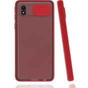 Resim ZORE Galaxy A01 Core Kılıf Zore Lensi Sürgülü Kamera Koruyucu Kılıf Kırmızı 