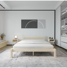 Resim Letto Model Doğal Ahşap Karyola Ve İki Komodin Set-155 90 x 190 