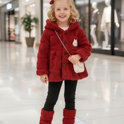 Resim 2 adet Kız Bahar/Sonbahar Modası Düz Renk Kalp Jakarlı Sevimli Tavşan Başlığı + Yaratıcı Renk Bloğu Rahat Pantolon Takımı - Dış Mekan Kıyafetleri İçin Uygun, Dış Mekan İçin Mükemmel, Kız Kışlık Mont, Kız Mont Kış, Kız Mont Yaşı, Kız Ceket 