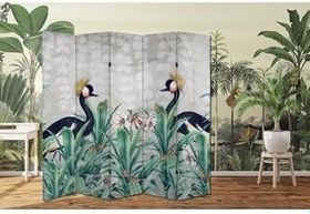 Resim Tavus Kuşları ve Kelebekler Temalı Özel Tasarım Paravan Room Divider TYBParavan-1016100408889, 180 x 180 
