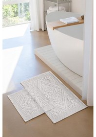 Resim Soley Violeta 2'li Banyo Paspas Seti Kaymaz Taban %100 Pamuk 60x100 - 50x60 Cm Beyaz 