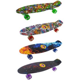 Resim Kaykay Işıklı 55 CM Şeffaf Tekerlekli Çok Renkli 