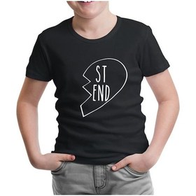 Resim Lord Tshirt Best Friends Kalp 1/2 - 2 Siyah Çocuk Tshirt 