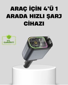 Resim Bfs Araç Şarj Cihazı 66w 4 Portlu Hızlı Şarj Ve Led Işıklı 