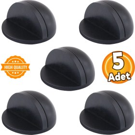 Resim Badem10 Yarımay Yapışkanlı Kapı Kolu Stoperi Tamponu Metal Kapı Durdurucu Tutucu Tutacağı Mat Siyah 5 Adet 