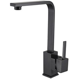 Resim Mix Siyah Kare Mutfak Evye Lavabo Bataryası Aç Kapa Batarya Musluk Siyah 