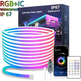 Resim QZYL Akıllı Neon Kordon Işık 3.3ft/1m, 6.5ft/2m, 9.8ft/3m, Uygulama ve Uzaktan Kumanda, Müzik Senkronizasyonu, DIY Kesilebilir Tasarım, Su Geçirmez, RGB Çok Renkli Aydınlatma ile Yüklü Mikrofon, Yatak Odası, Oyun Odası, İç/Dış Mekan Dekoru 