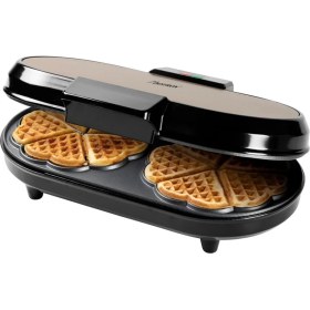 Resim Çift Kalp Waffle Makinesi, 1200W, Yapışmaz Kaplama, Bej Renk, Eğlenceli ve Lezzetli Waffle Lar Için 