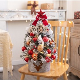 Resim Noel Ağacı Yılbaşı Ağacı Mini 60cm Masaüstü Yeni Stil Kırmızı 