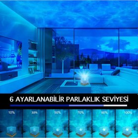 Resim Hymark Kristal Kuzey Işıkları Okyanus Dalgası 16 Renk Projektör Dahili Pil Gece Lambası Kumandalı Dokunmatik Çok Renkli 