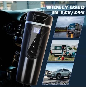 Resim Elmpaly 500ml 12v 24v Taşınabilir Araç Sürahisi Siyah Sigara Çakmaklı Sıcaklık Kontrollü Kamyon Karavan Kamp İçin 