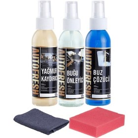 Resim Kışlık 3'lü Oto Bakım Sprey Set Buğu Önleyici Buz Cözücü Yağmur Kaydırıcı 3x125ml 