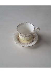 Resim Paragon Floral Antika Duble Boy Kahve Fincanı Fine Bone China Krem 