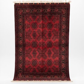 Resim Dark Red Hand-Knotted Natural Carpet 5x6.5ft 
