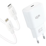 Resim Linktech T447e Strong Eco 12w Type-c Şarj Aleti Ve Type-c To Lightning Kablo Set 