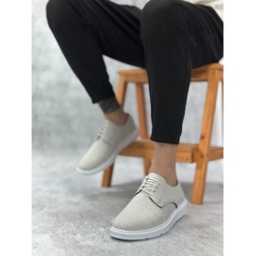 Resim BA0003 Bağcıklı Klasik Spor Keten Beyaz Taban Casual Erkek Ayakkabı 