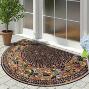 Resim 1/2 Bohemyan Mandal Yarı Çember Kapı Paspası - Yumuşak, Kaymaz Tabanlı, Dayanıklı ve Kolay Bakım - Dış Mekan, Kamp, Oturma Odası, Mutfak, Banyo, Balkon Dekoru İçin Mükemmel, Aynı Zamanda Düşünceli Bir Hediye 