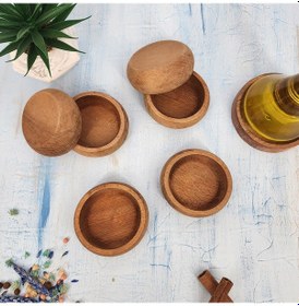 Resim 6 Adet Çerezlik Ahşap Doğal Çerezlik Yuvarlak Sunum Kase Gürgen 