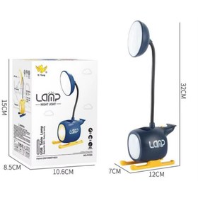 Resim Coverzone Kalemlikli Helikopter Tasarımlı Karikatür Masa Lambası Dekoratif Hediyelik Çocuk Odası Süs 