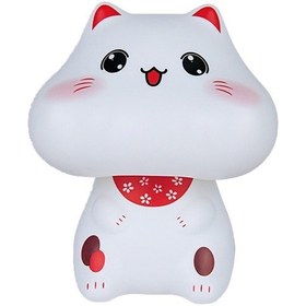 Resim Gözleri Açık Ve Süsleri Sallayan Tombul Şanslı Kedi 