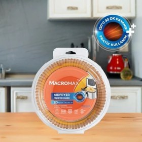 Resim Mabeyn Macro Max Airfryer Pişirme Kağıdı 20 Adet, 16X16 Cm, Yanmaz Yağ ve Su Geçirmez Hazne 